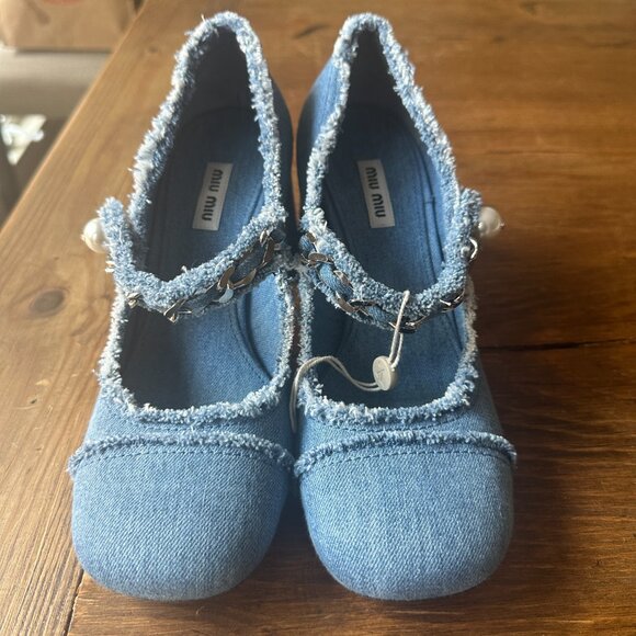 Miu Miu denim Mary Janes ~ size 38.5, pre-owned! - Picture 2 of 7